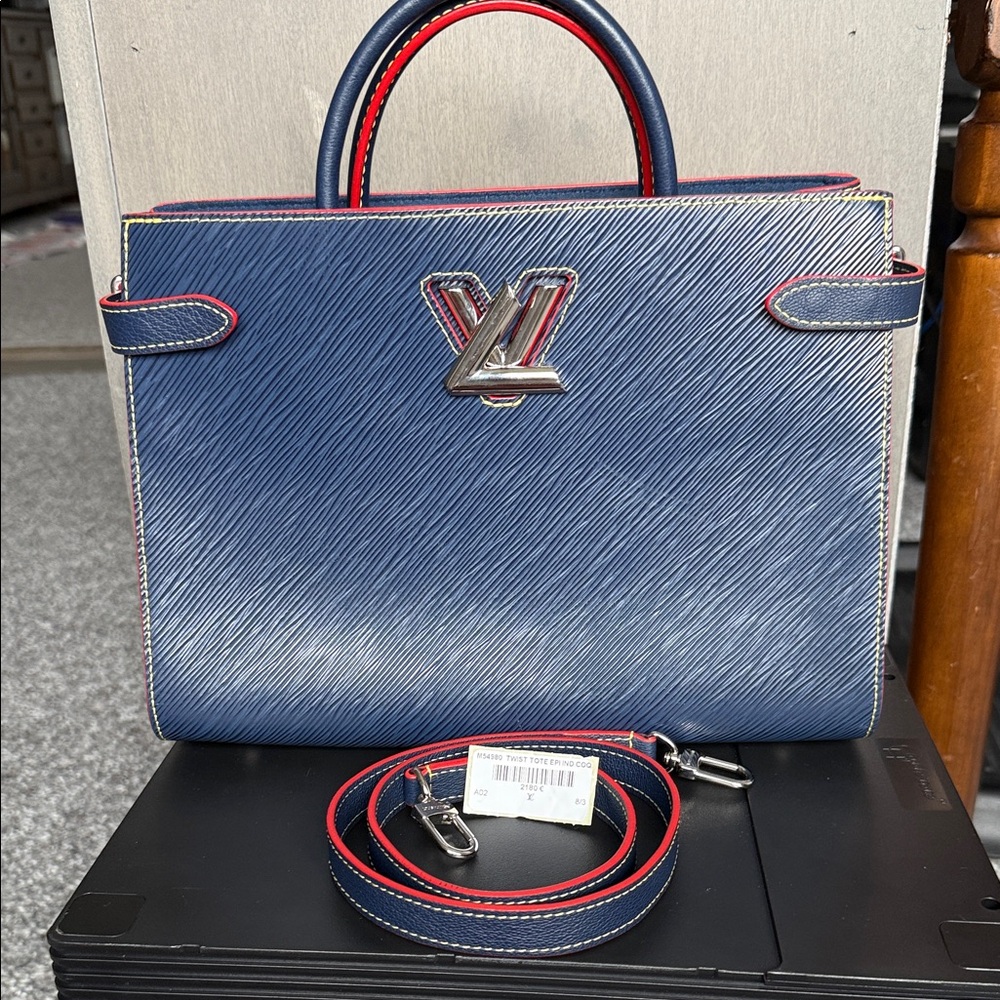 Louis Vuitton Navy and Scarlet Satchel pre Loved